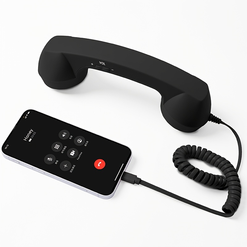 item picture black retro phone handset usb c   perfect companion for office equipment phone accessories nostalgic design practical stylish a thoughtful gift for friends