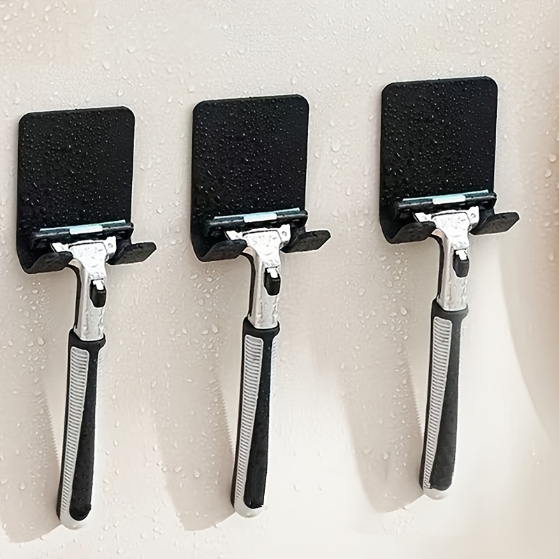 TEMU Juego de 3 piezas - Soporte autoadhesivo para maquinilla de afeitar y ganchos para toallas para organización de baño, no requiere taladro