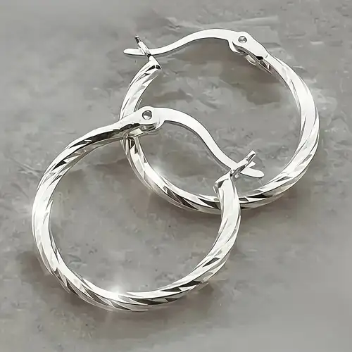 25mm Round Hoop Earrings In Sterling Silver - Foto 2