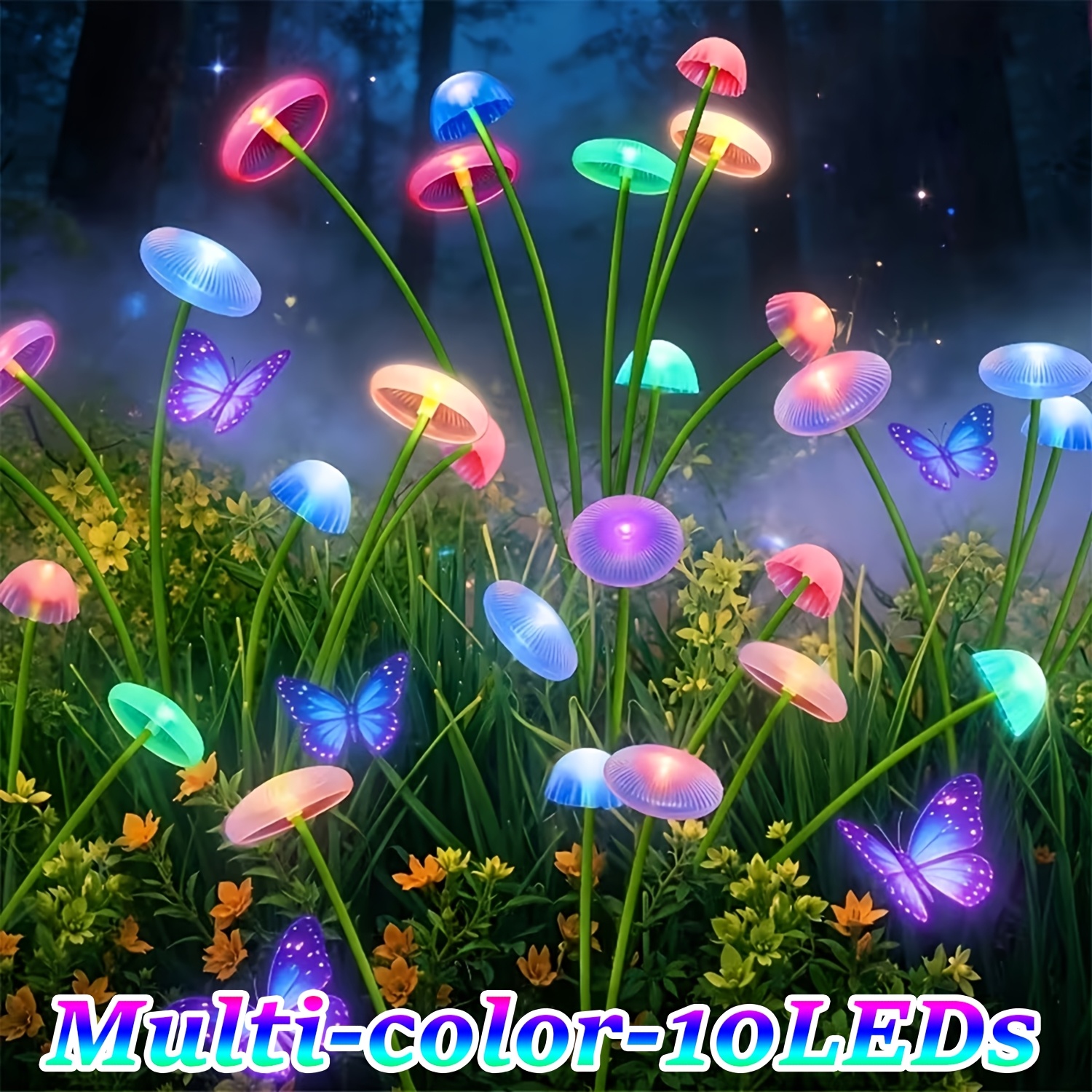 E-shop 10LED Solar-Pilzlichter 10/8/6LED Solar-Gartenstrahler Solarbetriebene pilzförmige Außendekorleuchten Solarbetriebene Hofdekorleuchten Ideal für