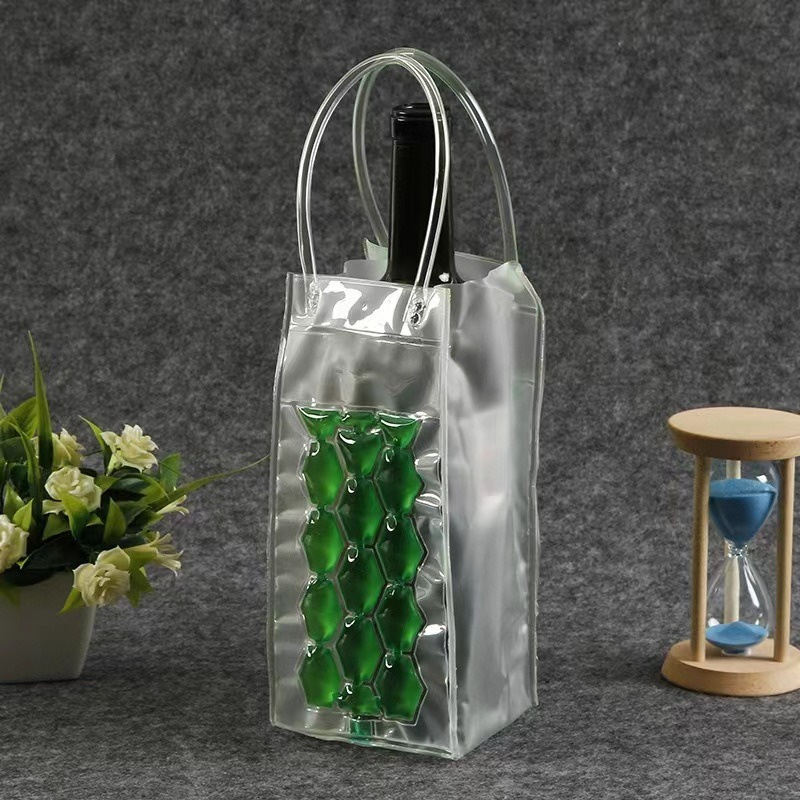 1pc Portable Foldable Wine Cooler Gel Ice Bag For Outdoor Use - Red Wine Chiller And Bottle