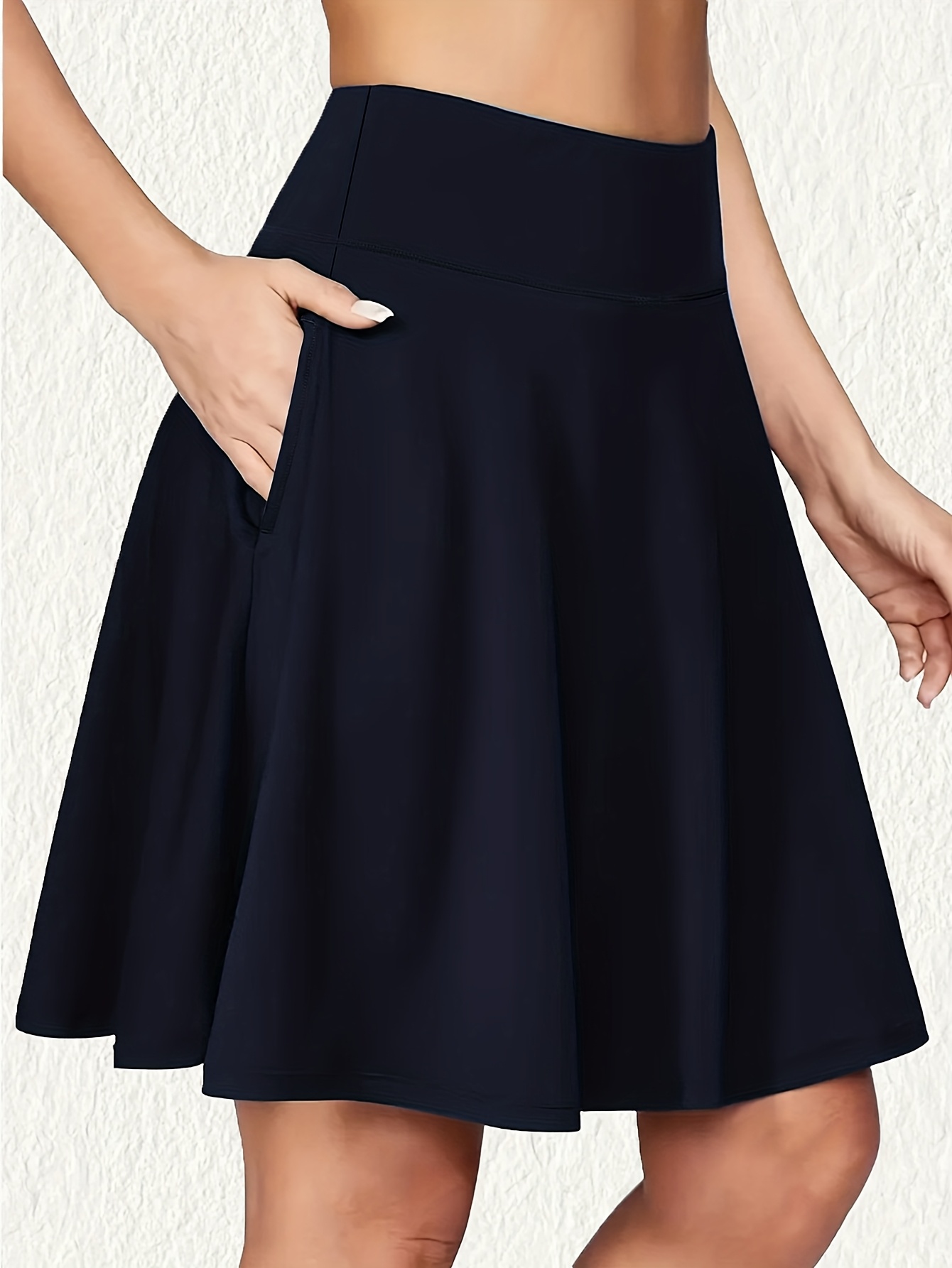 item picture womens 2 in 1   length tenis skirt skort high waist knee length golf skorts with inner shorts pockets quick drying   fitness skirts womens activewear