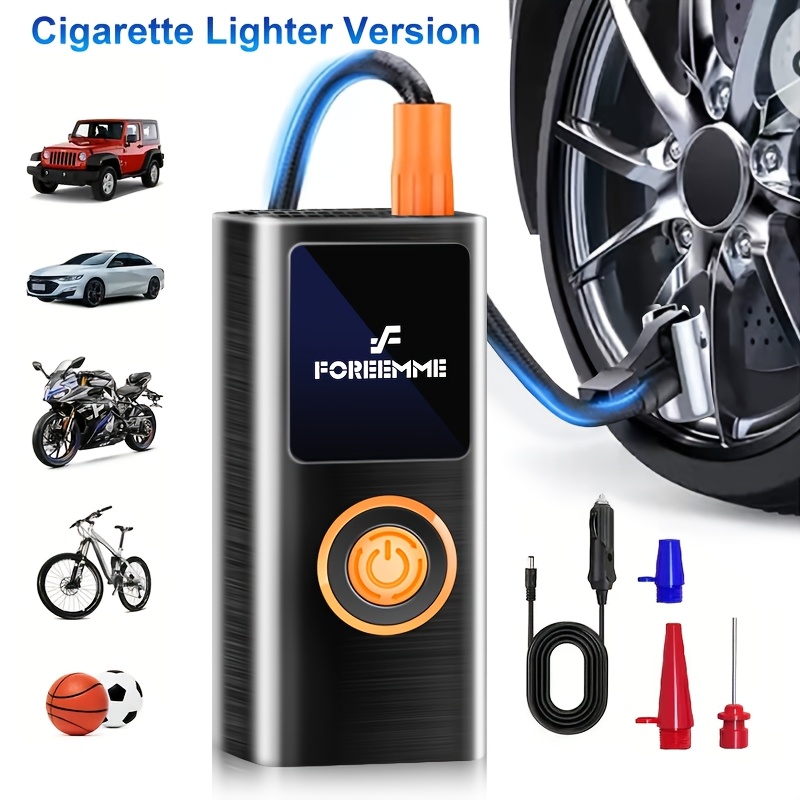 Portable Cordless Tire Inflator with Digital Gauge & LED Light, USB- Rechargeable Fast Air Compressor Suitable for Cars, Bikes, Motorcycles, Sports Equipment, USB- Air Pump for Car Tires, Tires, Emergency Inflation Device