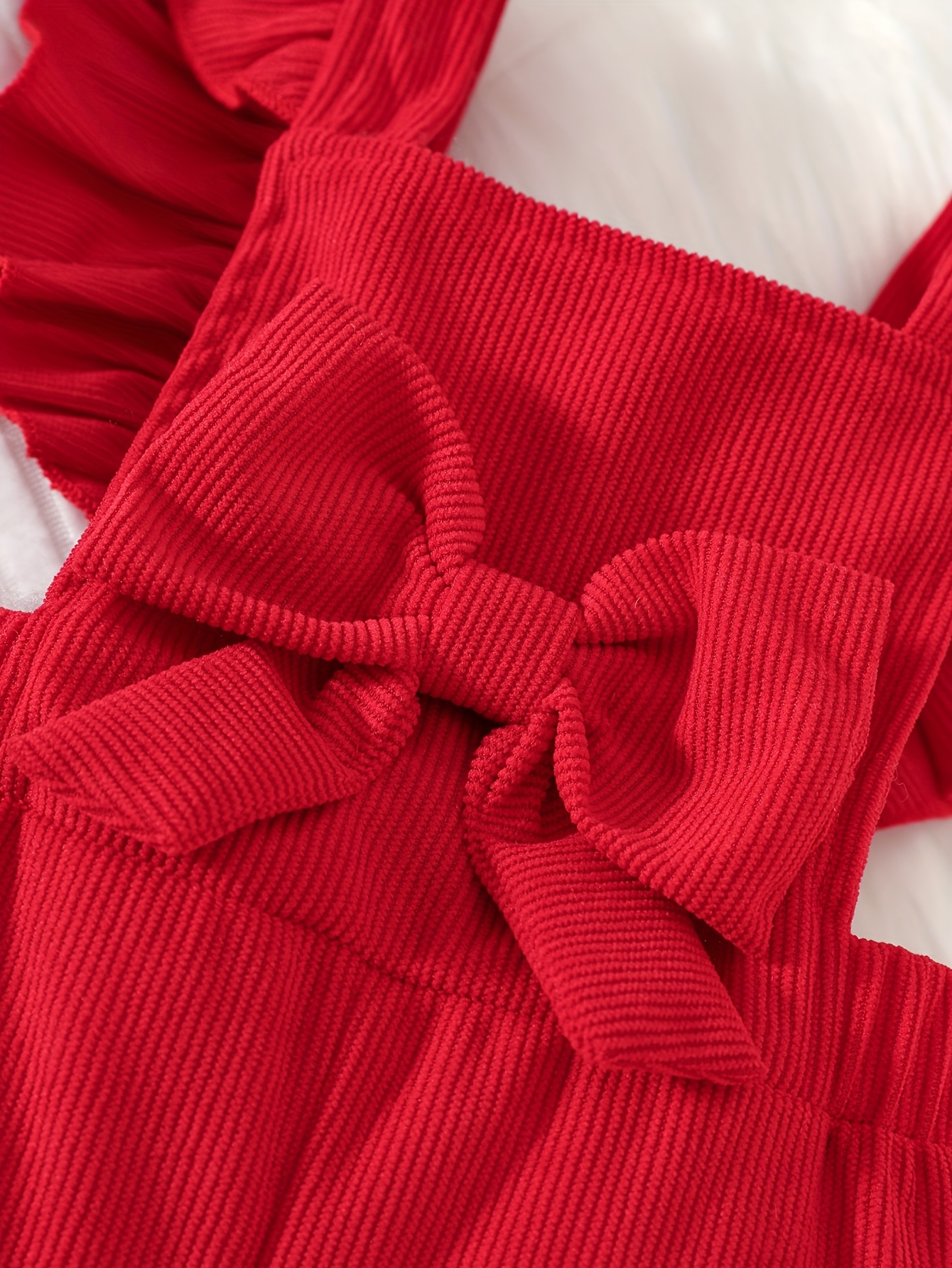 2pcs girls pants set   plush cuff top bow overalls girls daily wear   outdoor Product details 15