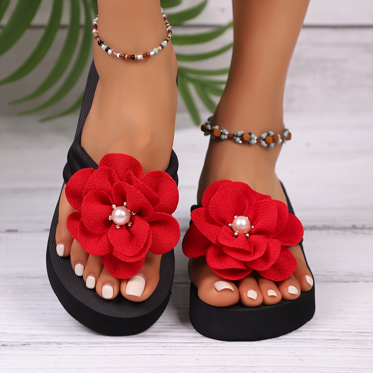 TEMU Women's Summer Thick Platform - Slip- Thong Slippers With Thick Sole & Cushioned , Lightweight Beach Mules Suitable For Poolside, Casual Wear,