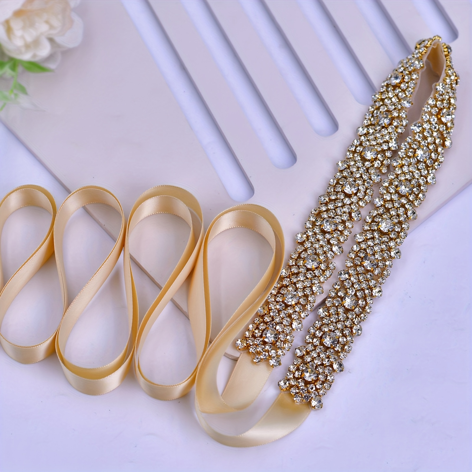slim fit dress slacks Rose Gold Crystal Bridal Belt Sash – Elegant Wedding Dress Accessory Applique Only