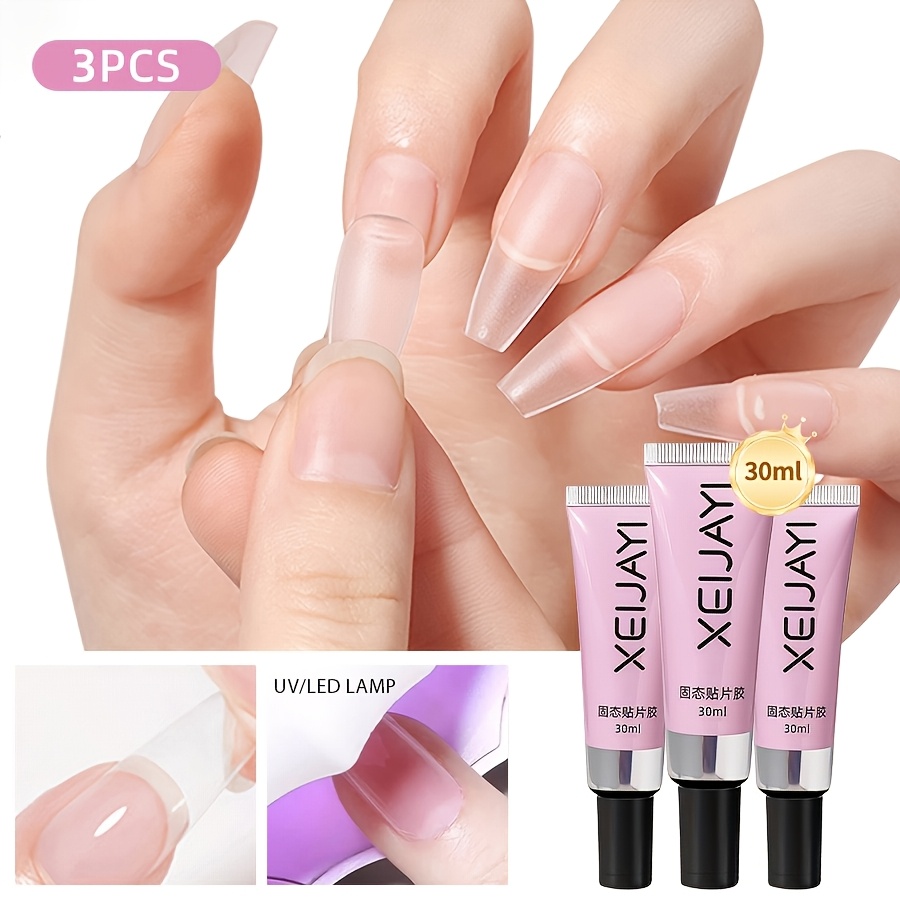 3pcs nail tips set solid sticker nail tips     patch super sticky     gel nail art quick dry strong sticking false nail tips acrylic  