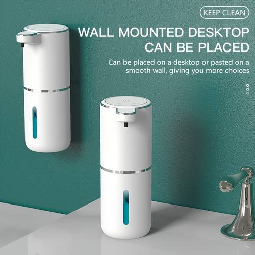item picture touchless foam soap dispenser 380ml capacity usb rechargeable foam soap dispenser refillable cosmetic pump dispenser electric wall mounted 4 level adjustable foam pump for bathroom kitchen and dishwashing no pressing required prevents cross