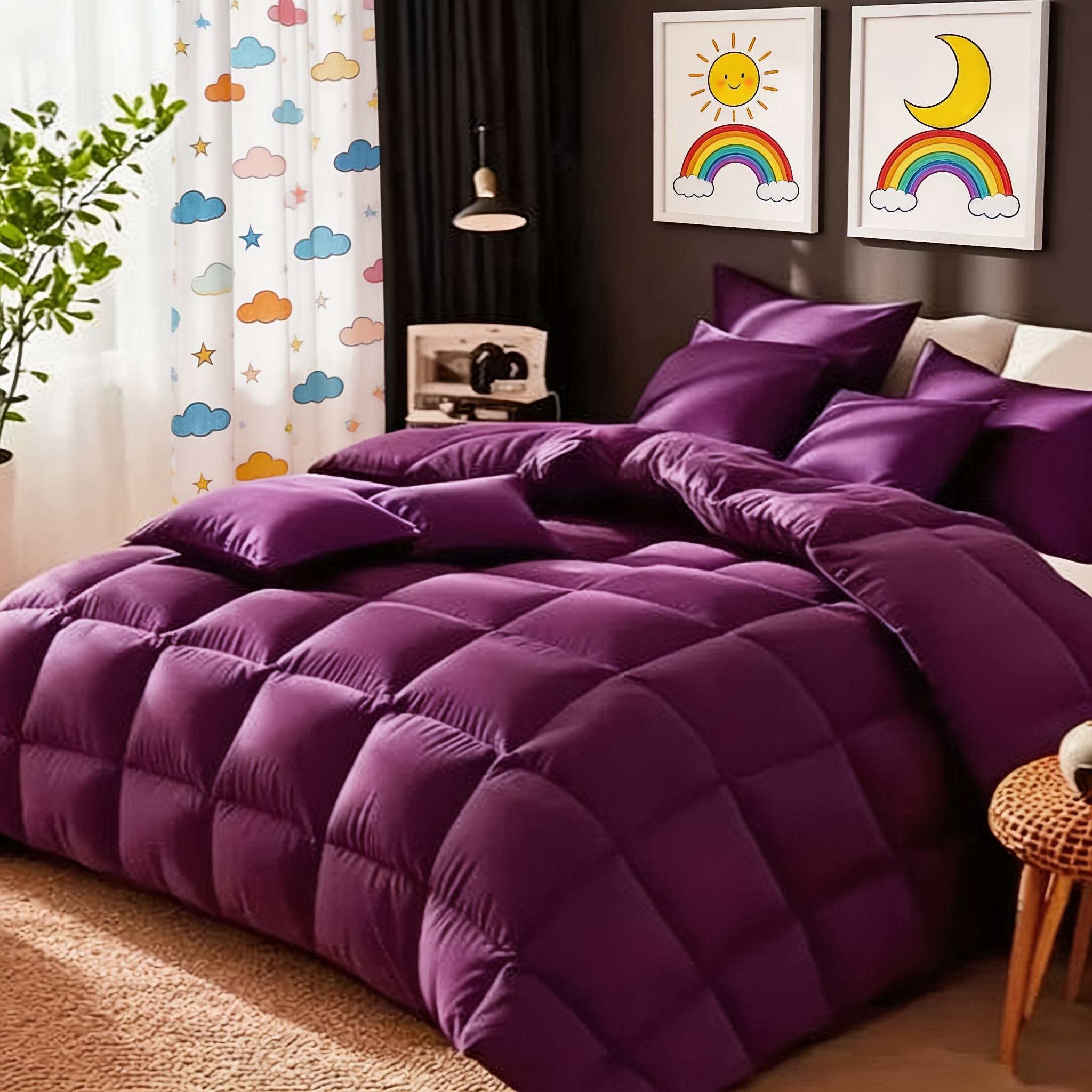 TEMU Cosybay 7pcs Luxury Color Bed Comforter Sets, Bedding Comforter Sets Queen Size, 4 Pillowcases, , Flat Sheet, Bedding Sheet, Quilt Set, Home