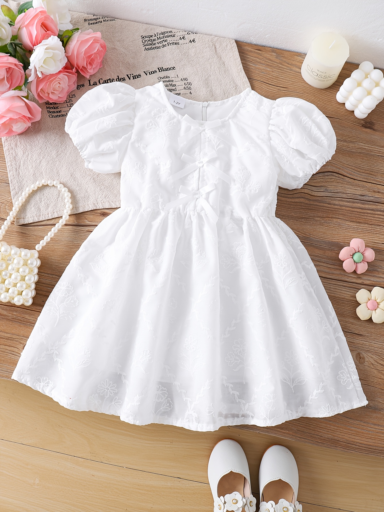 white dress for kids girls sold on Temu United States