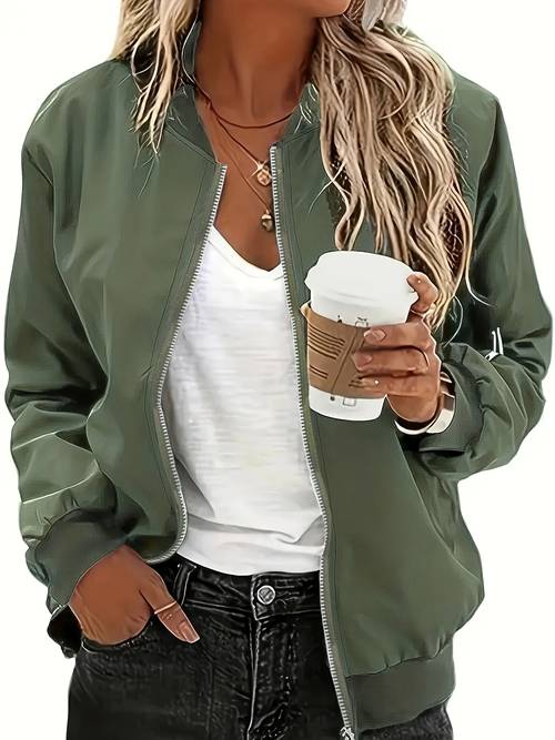 plus size plus size womens zip up jacket soft comfortable fabric machine washable casual jacket feminine design durable construction flight jacket