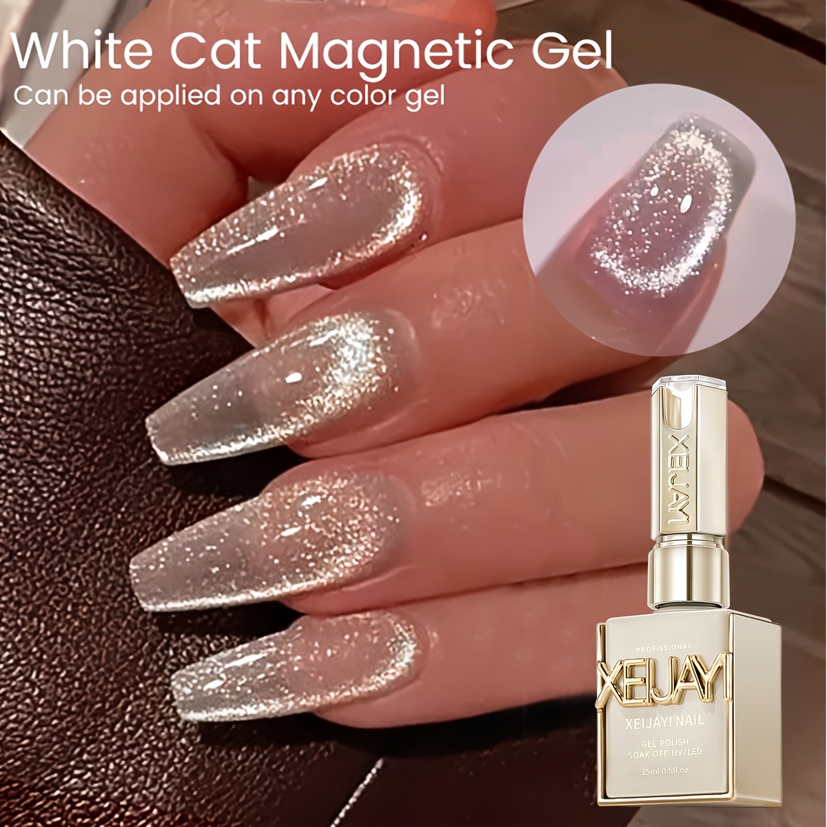 Xeijayi Photo Frame Bottle Large Bulb Cat Eye --- 2025 Summer Large Bulb Cat Eye Nail Gel, Fashion Salon Cat Art Gel, Shiny , Cat Eye, Women's Nail Art Tool, Diy Nail Gel