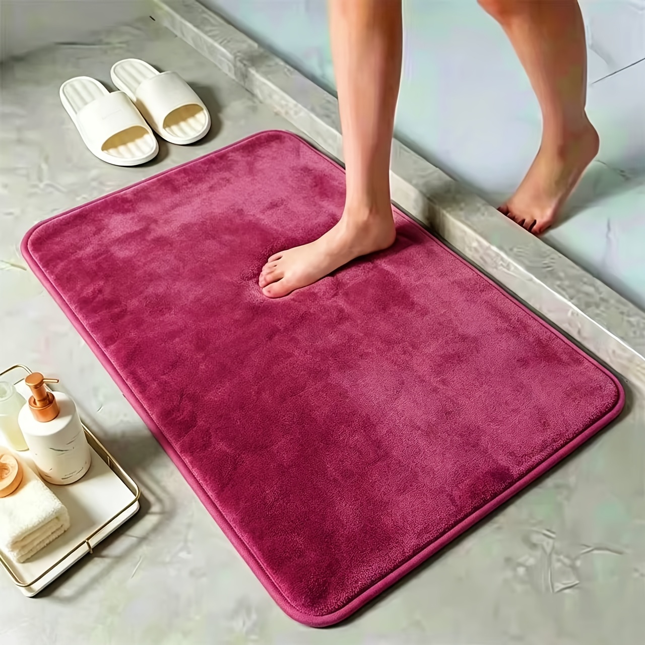 Quick-absorbing Washable Memory Foam Bath Mat, Soft and Comfortable