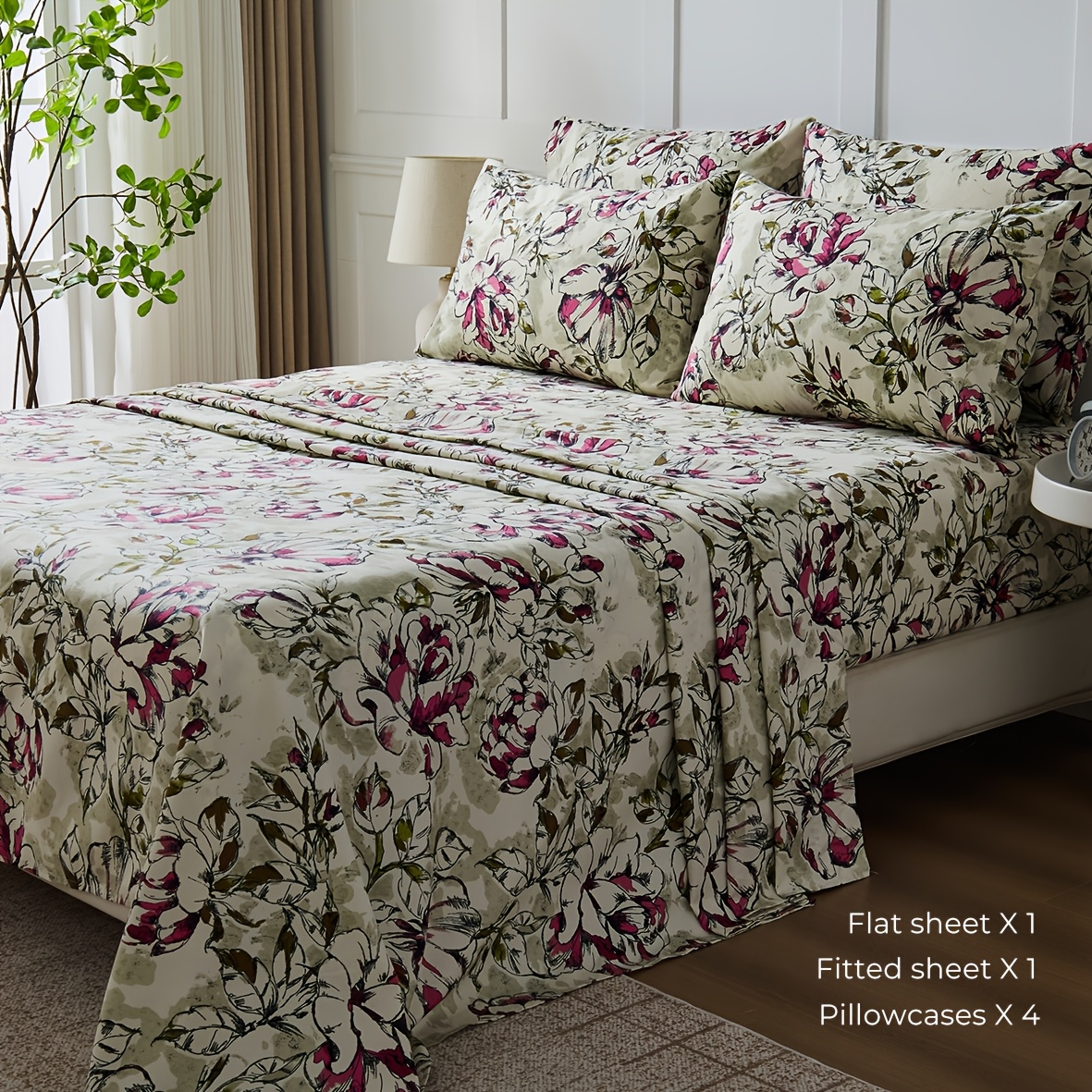 TEMU 6pcs King Size Bed Sheet Set, Breathable Sheet, Soft Microfiber Deep Pocket Fitted Sheet 18 Inch |, Wrinkle-resistant, Non-slip Bed Sheet, Fully