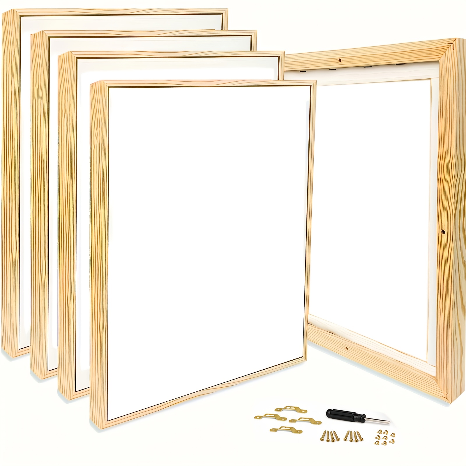 Image of 4-pack 11x14"/ 27.9 X 35.6cm Stretched Canvases With Wooden Floater Frames - Triple Acid- Kit - Ready-to-hang Gallery Wall Art For Home, Office & Decor, Gift
