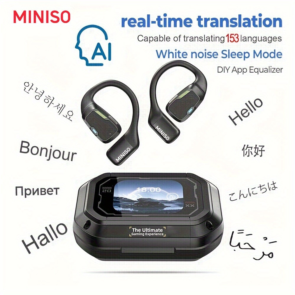 [135 Translator Earbuds] MINISO M98 AI Wireless Headphones Travel Chat Headset ASMR Headset AI Wireless Headphones with Mic Touch Control