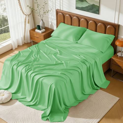 3/4pcs Soft Children Sheet & Pillowcase Sets - Deep Pockets Up to 14-18 - Durable Double Stitching - & Softhess Sleep Breathable Bamboo Sheets for Hot Sleepers- for Set W/ Random Color - GREAT GIFTS