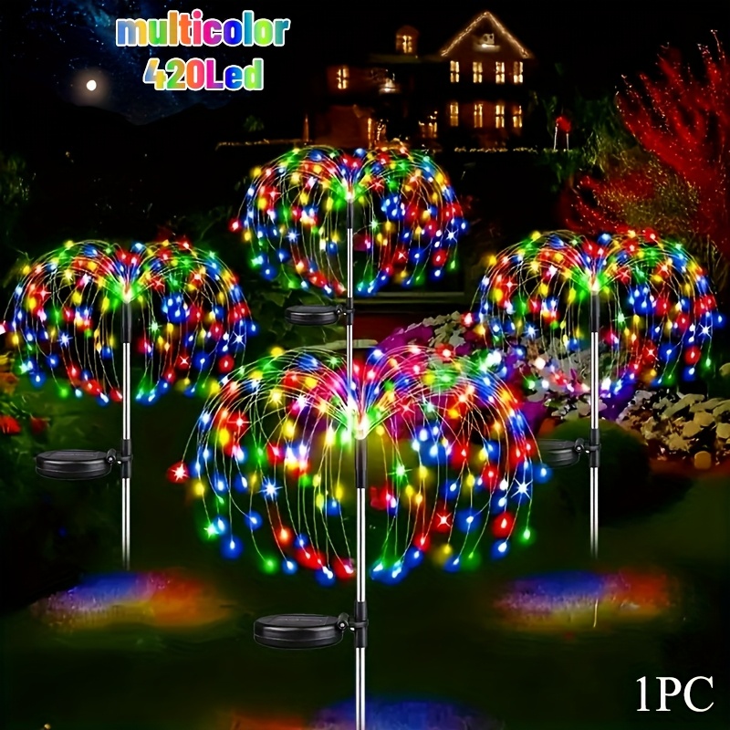 Solar Firework Lights Garden Fairy Lights Smart Sensor 8 Lighting 60/200/420led Outdoor Decoration