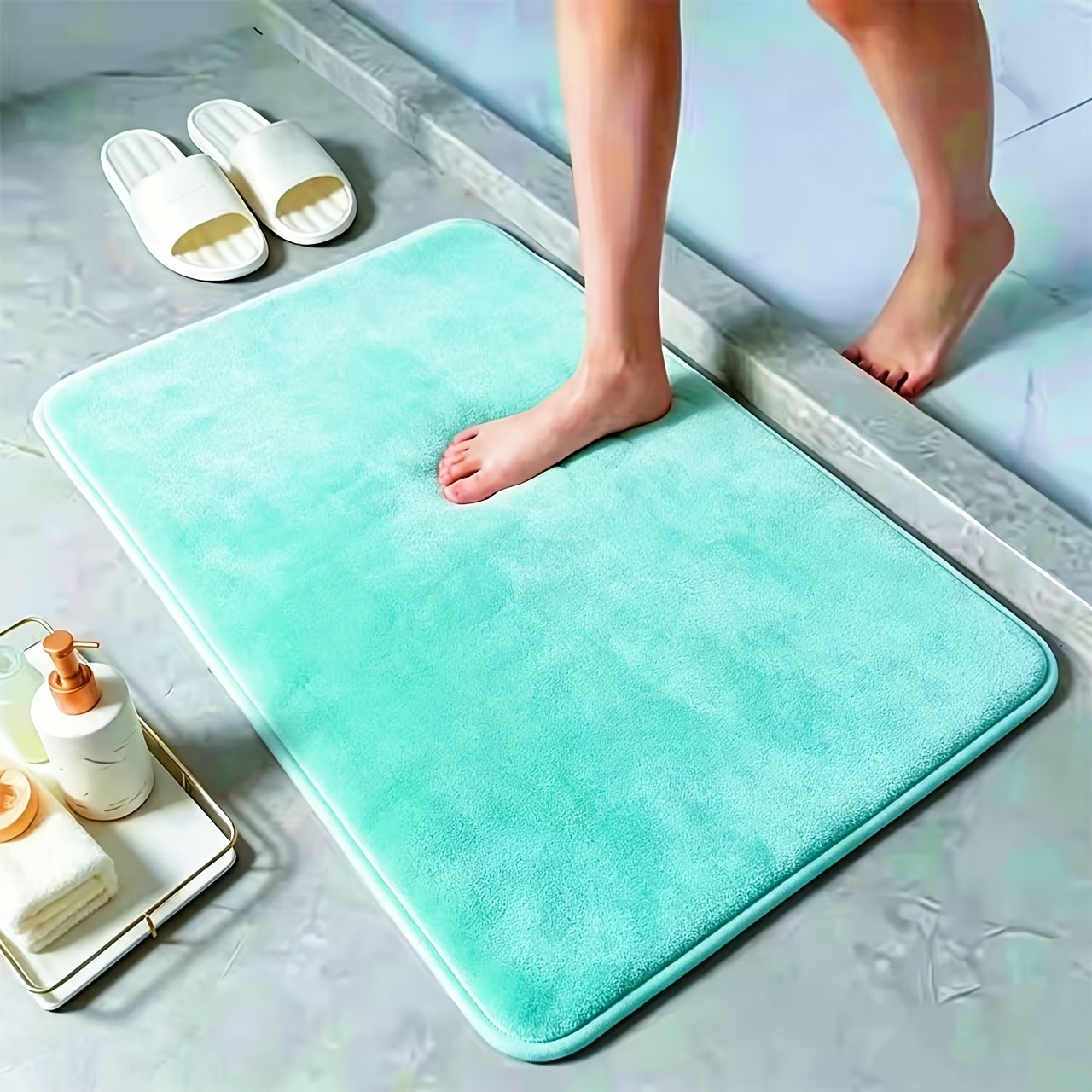 Quick-absorbing Washable Memory Foam Bath Mat, Soft and Comfortable