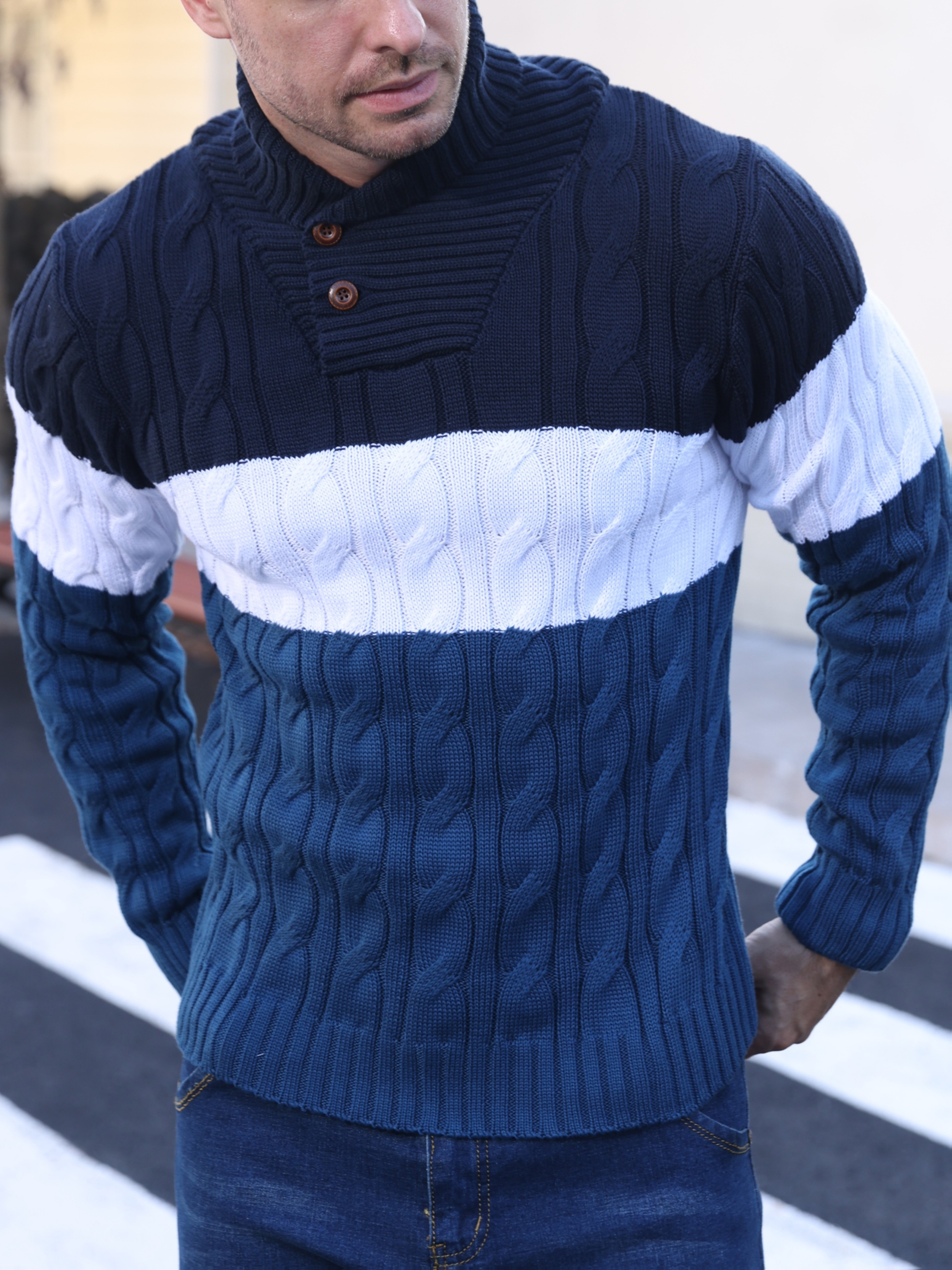 Men's Mature Business Sweater - New Autumn/Winter Lapel Ribbed Knitwear, Fashionable Solid Color Pullover, Suitable for Layering and Wearing Over Clothes