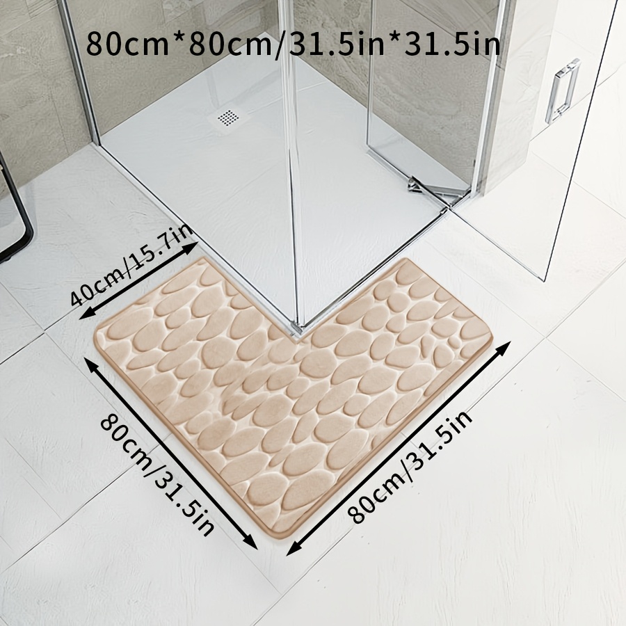 TEMU 1pc (premium Thickened Bath Mat, L-shaped Pebble Bath Mat, Soft And Comfortable Carpet, Perfect For Home Decorations, Room Decorative Mat,