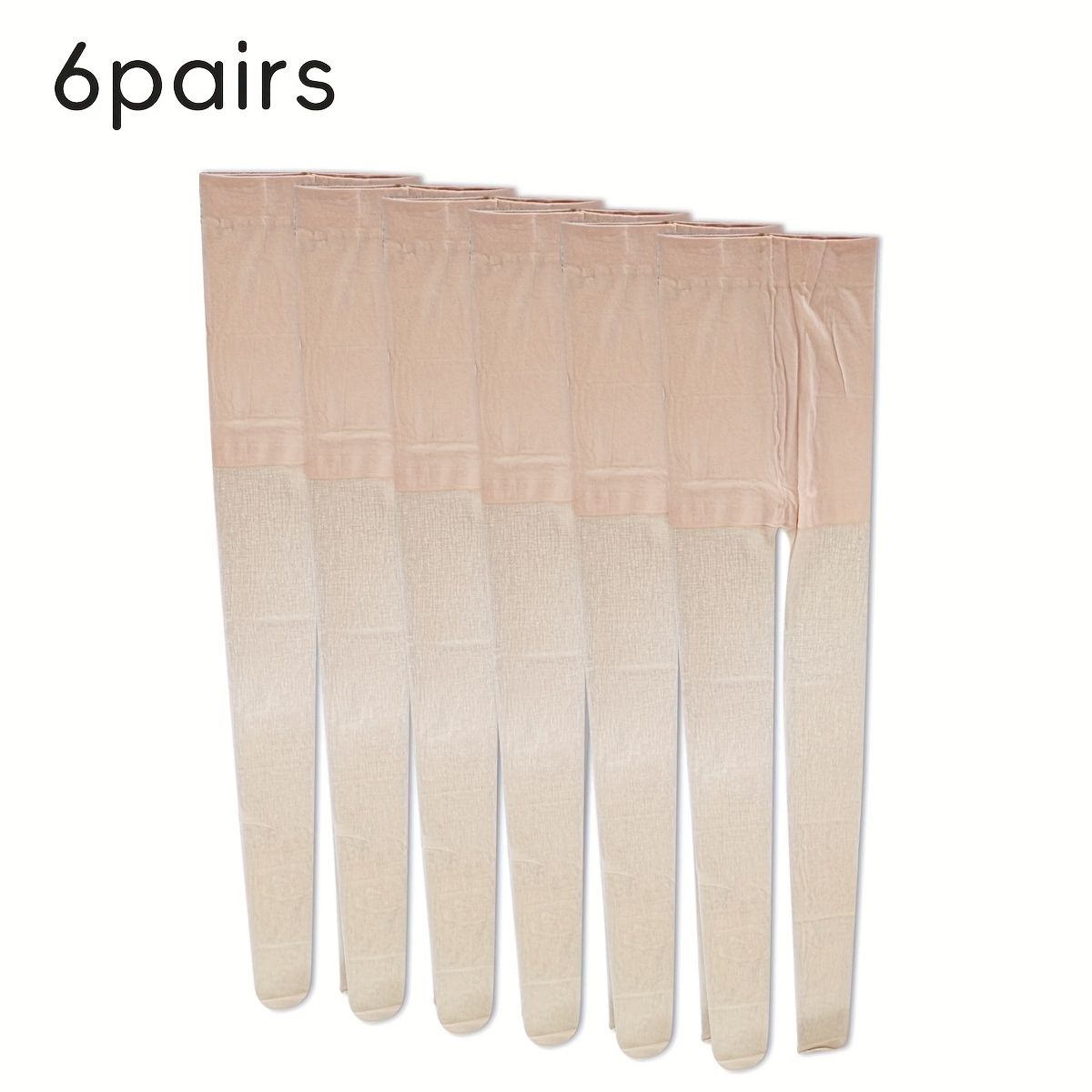Image of 6pcs Set Of Girls' Solid Color Slim Fit Leggings, High Waisted Semi Transparent Pantyhose, Oversized Socks, For Teenager
