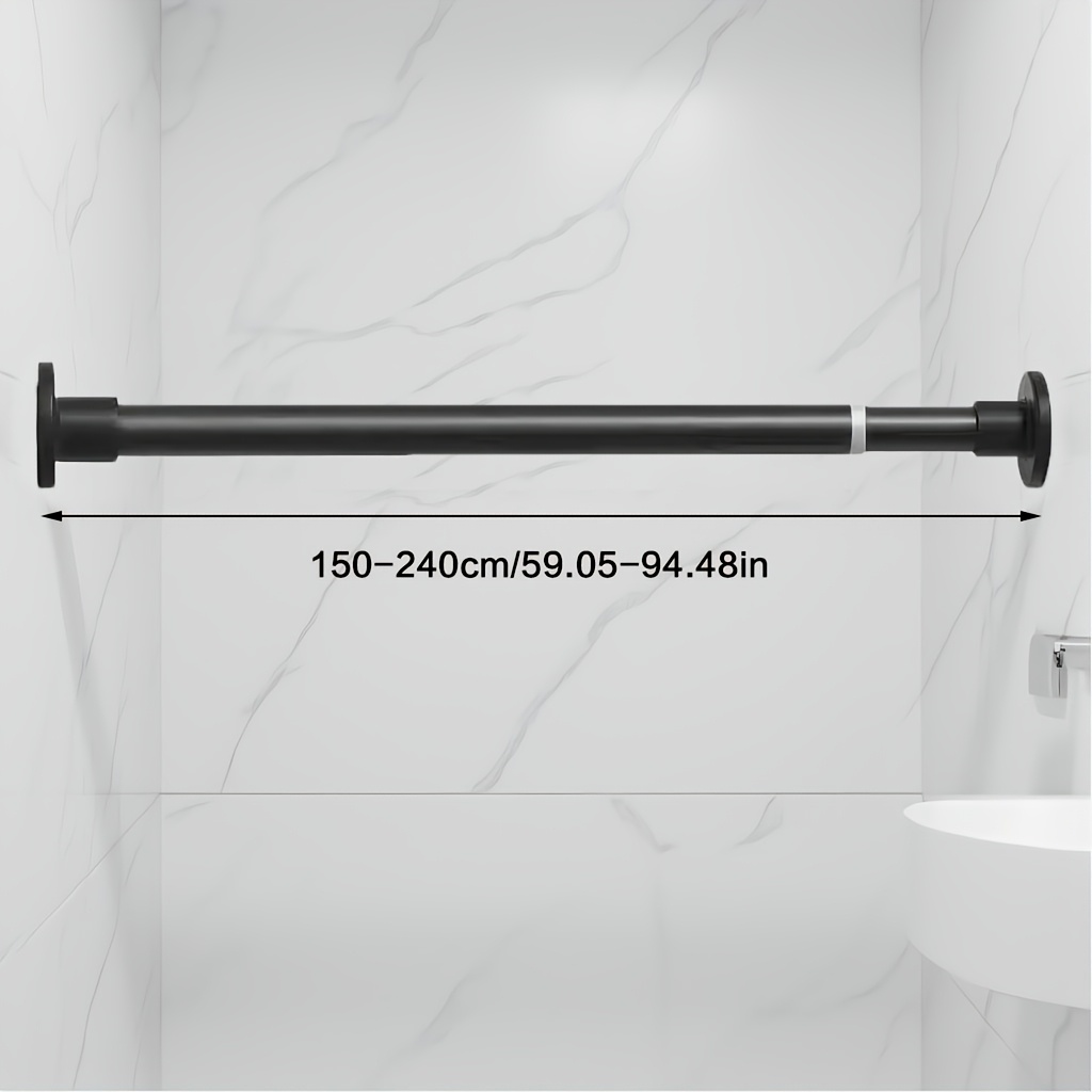 TEMU No-drill Telescopic Rod, Heavy-duty Shower Curtain Rod, Thickened And Reinforced Tension Rod, Ultra-strong Load-bearing Spring Rod, Heavy-duty