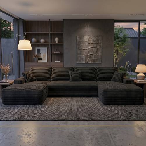 131 Large Sectional Cloud Couch. Modular Corduroy Sofa Bed with Deep Seat.U-Shaped Boneless Sofa Couches for LivingRoom & Apartment, Bedroom. No