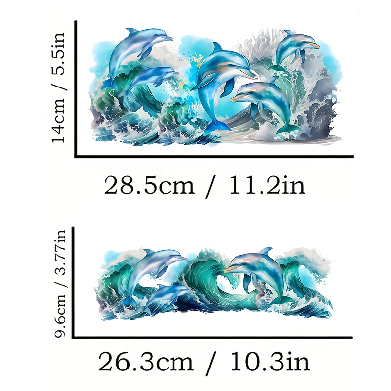 TEMU 2pcs/set Dolphin Ocean Combo Design Uv Dtf Packaging, Printed Self-adhesive Transfer Paper Dtf Transfer Paper, Suitable For 40oz Glass Cups,