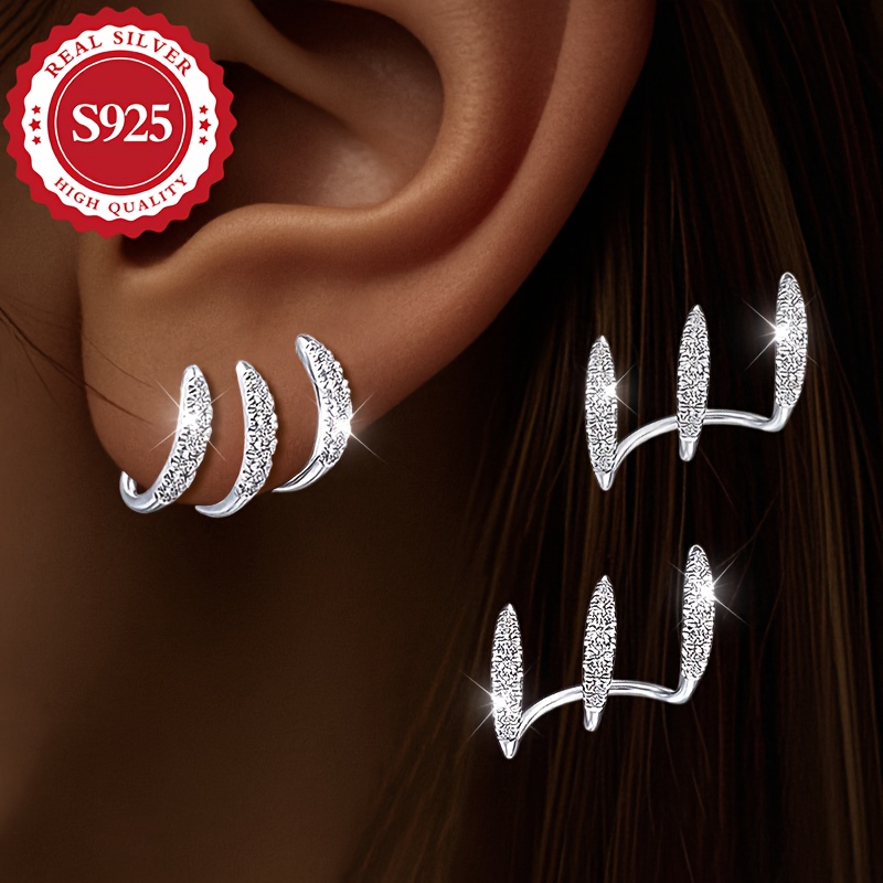 Pair Of S925 Silver Women's Claw-set Super Sparkling Synthetic Synthetic Zirconia Stud Earrings, , Exquisite And Cute, Luxurious And Elegant, Suitable For Occasions, Gift, Hypoallergenic