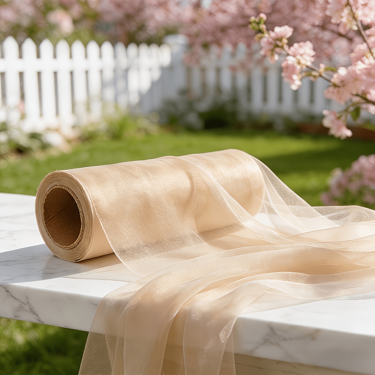 TEMU Rouleau complet de 20 mètres, plusieurs tailles et couleurs, tulle en résille pour décorations murales de toile de fond de mariage en extérieur.