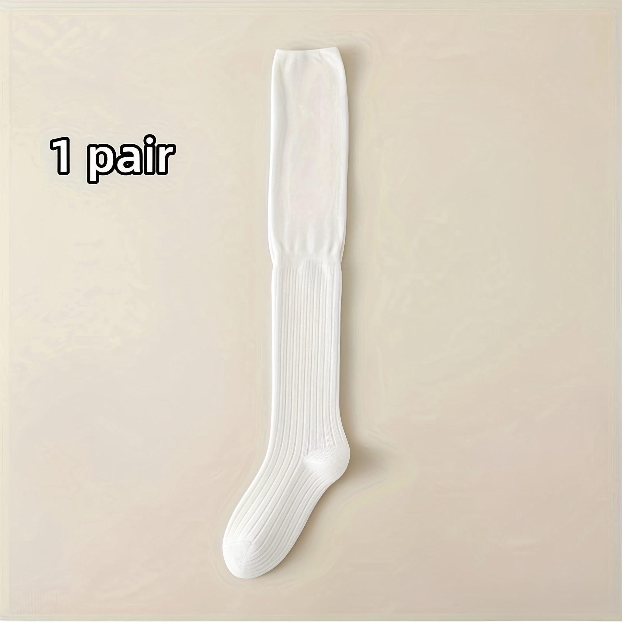 TEMU 6-color Optional Women's Knee High Socks With Hollowed Out Details, Solid Polyester, Washable, Versatile Spring, Summer, Autumn, And Winter