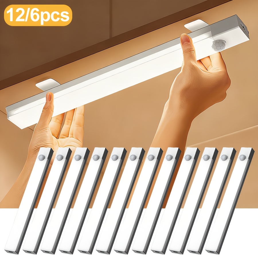 LED Motion Sensor Dimmable Cabinet Lights, USB Rechargeable Wireless Night Light for Bedroom, Staircase, Kitchen and Wardrobe, Magnetic
