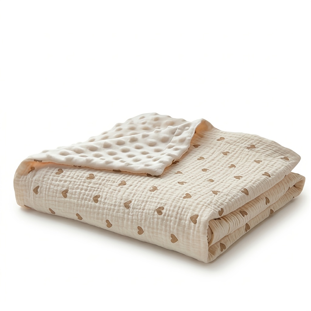 Image of 1pc Cotton Blanket - Soft And Breathable, Suitable For , Suitable For Purposes Such As Nursery, Travel, Picnics, Etc. - Machine Washable, Comfortable Covering, , Suitable For Traveling Mothers To Use