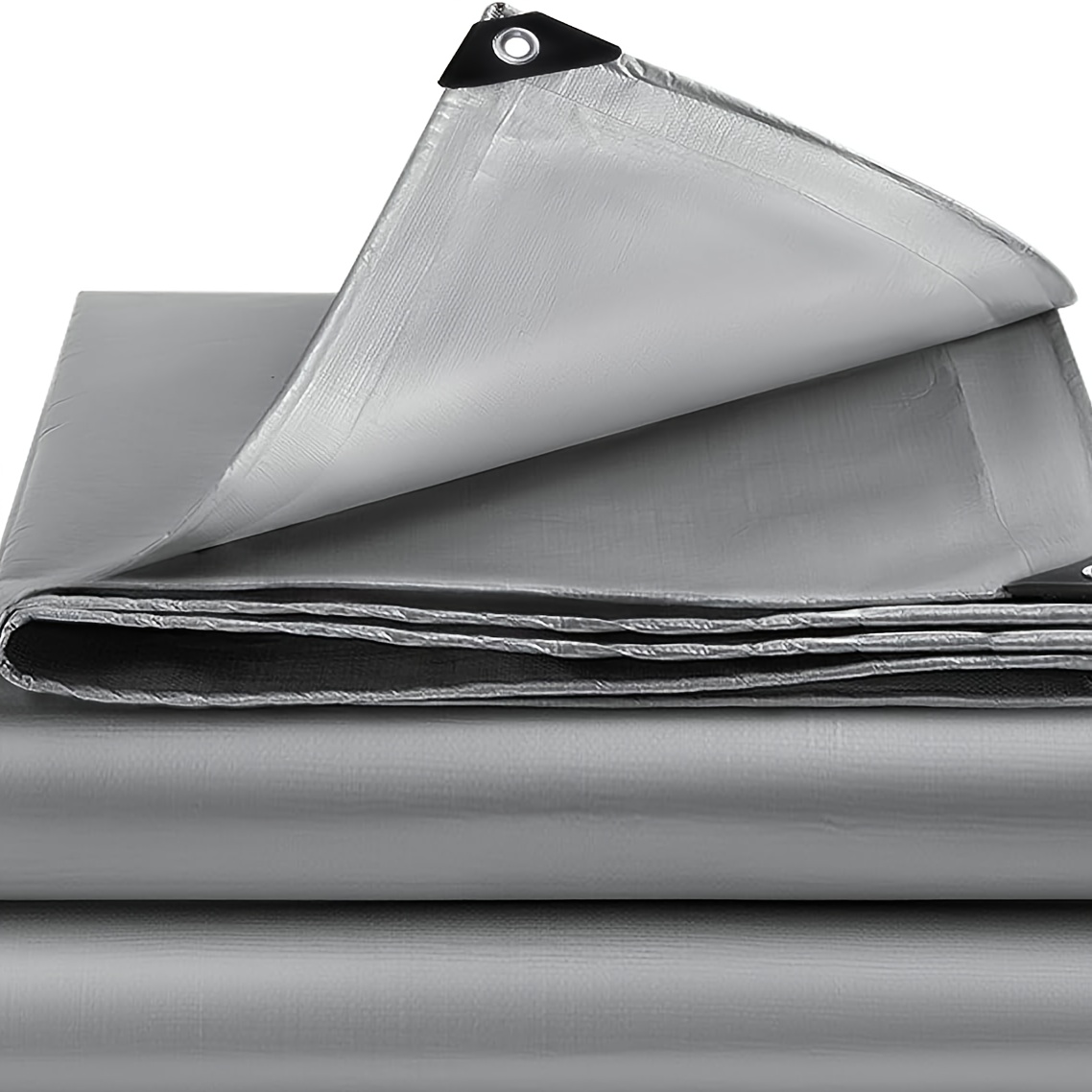 TEMU Tarpaulin With Double Silvery Coating, Tarps Heavy Duty Waterproof 8x9ft With Grommets And Reinforced Edges Uv Resistant & Tear For Patio Furniture Cover, Firewood Stack, Pool Cover, Camping