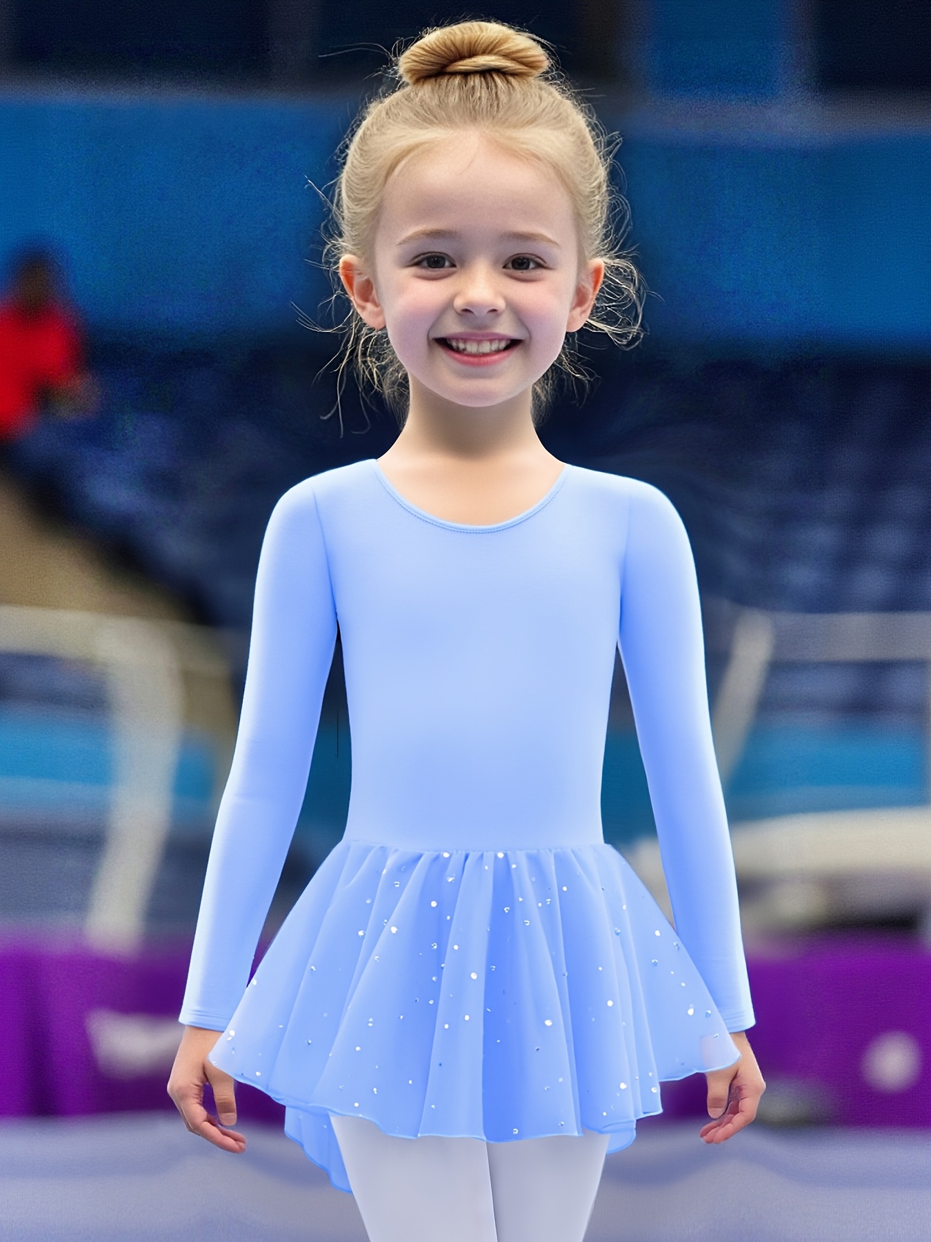 Dancewear Long Sleeve Dance Leotard With Skirt Children's Long Sleeve Dance  Dress With Cross-Back Ballet Skirt For Girls, Medium To Large Sizes,  Sequined Gymnastics Leotard, Gymnastics, Elegant ...