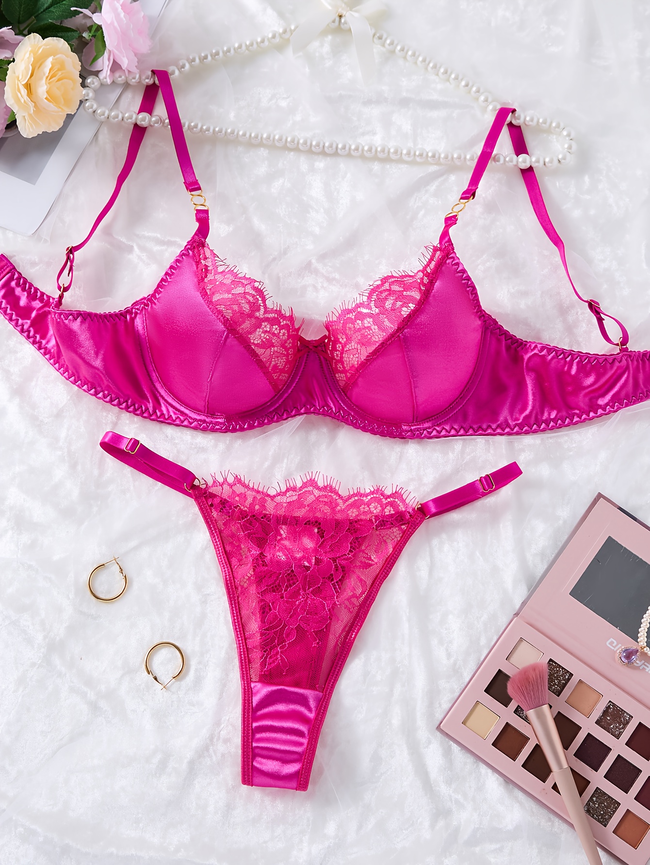 satin red lingerie sold on Temu United States