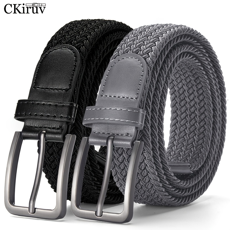 TEMU 2-pack Men's Braided Elastic Golf Sports Belts. Made Of Elastic Fabric, 1.34 Inch Wide, Suitable For Casual Jeans. Versatile And Comfortable,