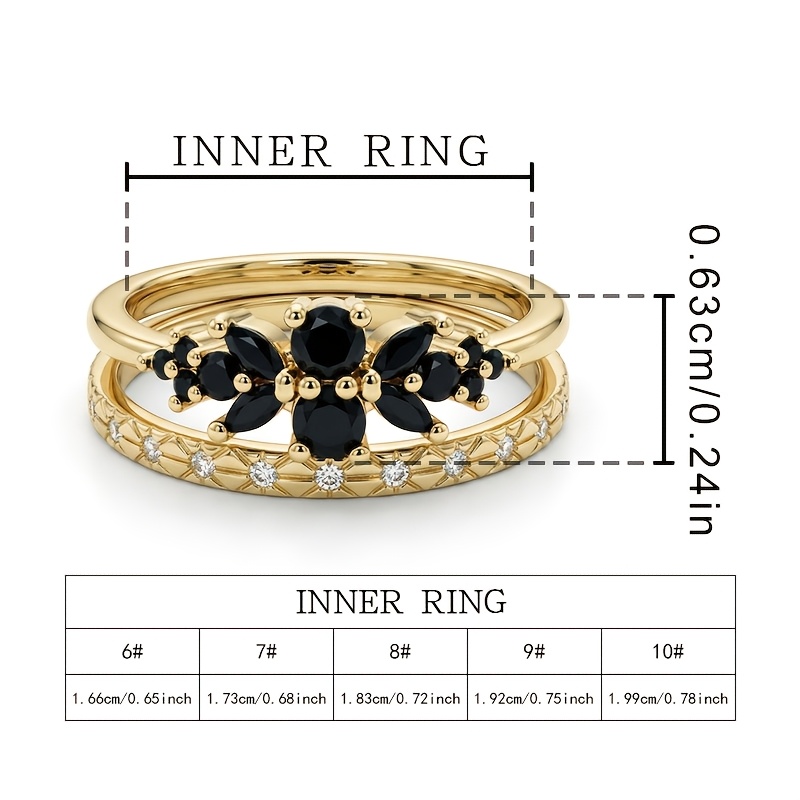 1 Pair Of Fashionable Creative Personality Couple Rings, Light Luxury Minimalist Black Synthetic Zirconia Inlay Design Perfect For Engagement Wear Gift Daily Use