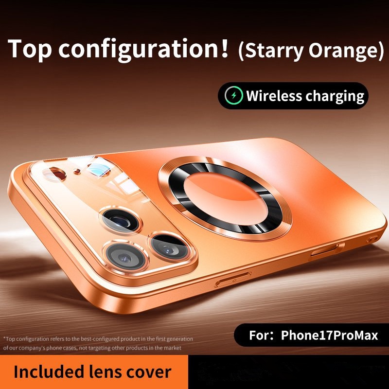 New Titanium Metallic Color Luxury Matte Phone Case For Iphone17 16 15 14 13 12 11 Pro Max/plus 17air Magnetic Wireless Charging Case Shockproof Glass Camera Lens Protection Cover