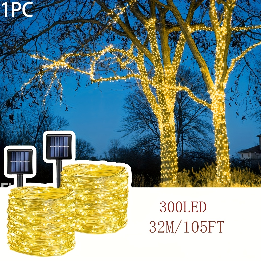 E-shop 1 Stück Solar-Lichterkette für den Außenbereich, Herbstliche Solar-Kupferdraht-Lichterkette, 300/200/100/50 LED, Ideal als Geschenk zum