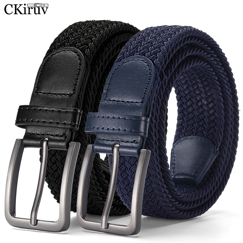 TEMU Paquete de 2 cinturones deportivos de elásticos para hombre. Hechos de tela elástica, 1.34 pulgadas de ancho, adecuados para jeans casuales.