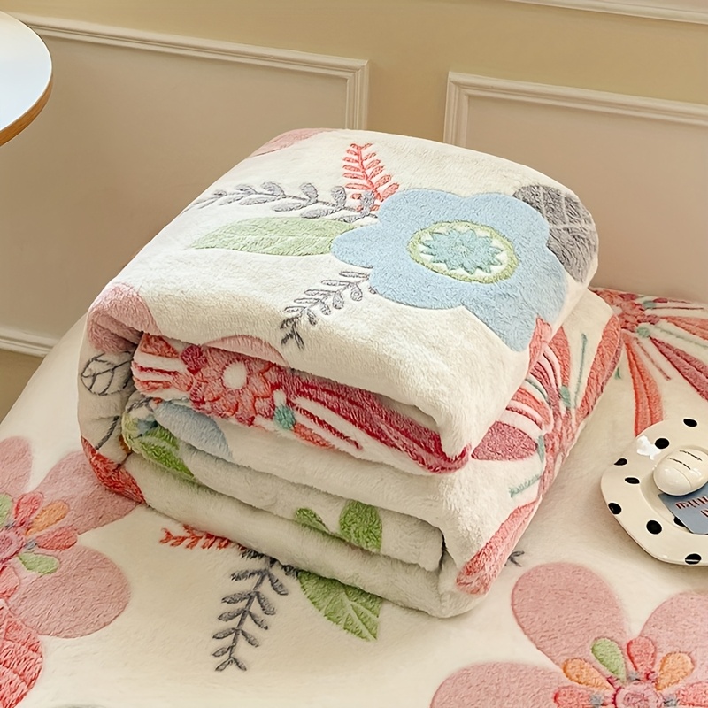 Manta de terciopelo estampada con copos de nieve florales, manta de recuerdo para fiestas, manta para siestas y aire acondicionado, manta de cama