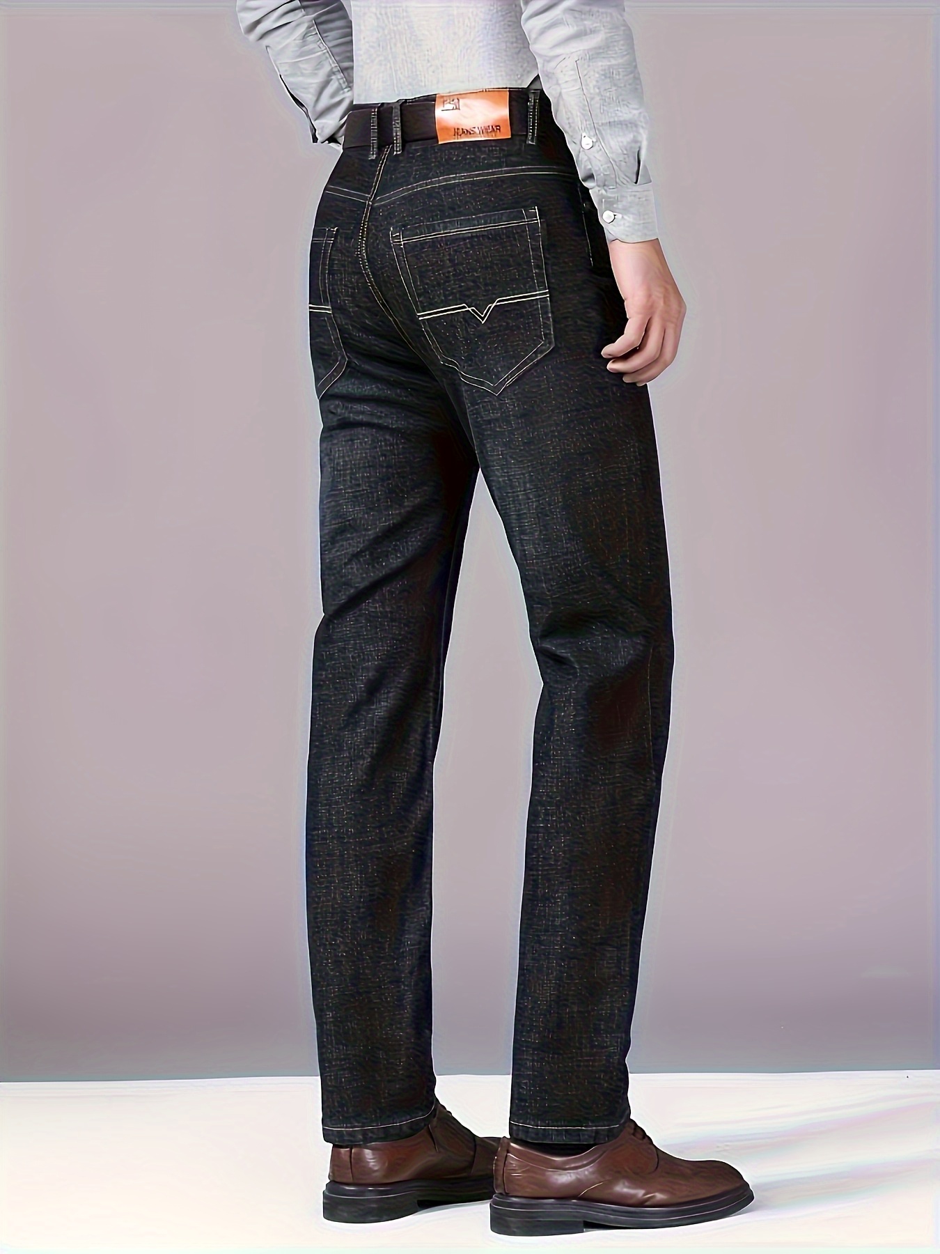 Popular Men's Business Denim Pants - -Lined for Warmth and Comfort / Regular Fit Suitable for All Seasons - Cotton Blend, Skin-Friendly, and Breathable - Mid-Waist with Stretch, Not Tight - Wash-Resistant and Fade-Proof - Available in Multiple Colors