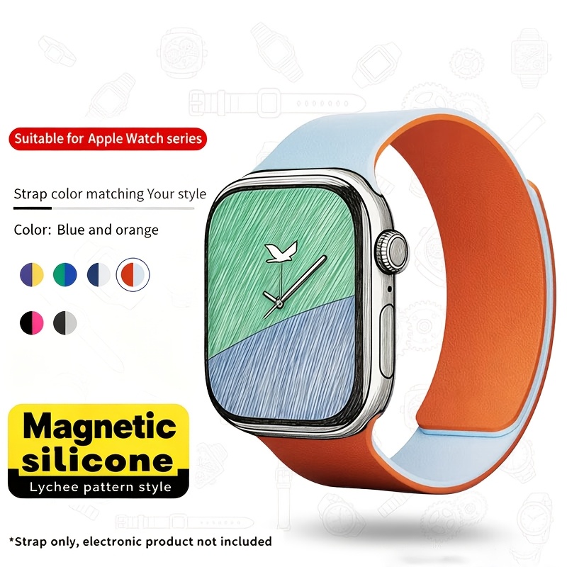 Image of Magnetic Smartwatch Strap For Watch Series11/10/9/8/7/6/5/4/3/2/1/se, Ultra3/2/1. Fast Magnetic Wear Firm Connector Safe Fit Not Easy To Drop, Comfortable Sports Stylish Simple Y2k, Unisex