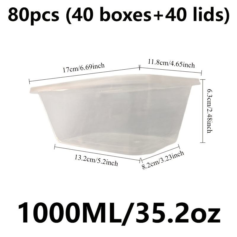 Image of 80pcs Leak-proof Meal Prep Storage Containers With Lids - 40 Containers + 40 Lids, 35.2oz, Reusable, Stackable Food-grade Plastic Food Storage Boxes, Ideal For Healthy And Convenient Freshness
