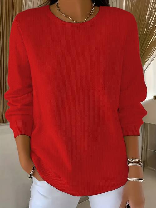new autumn winter round neck fine long sleeve sweater warm and stylish and versatile relaxed style