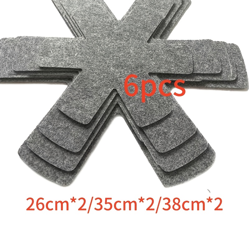 TEMU Protecteurs, Lot de 6 Protecteurs de Casserole en Feutre Antiadhésif - Entretoises Réutilisables -Rayures de X, Convient aux Plaques de Cuisson,