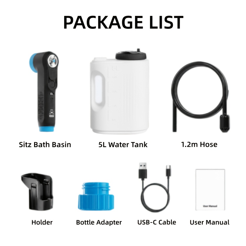 TEMU [2in 1 Bidet & Shower Set] 5l Portable Electric Bidet Sprayer Handheld Bidet Toilet Shataf | Led Screen | 2 Speeds&2 | High Pressure | 120cm