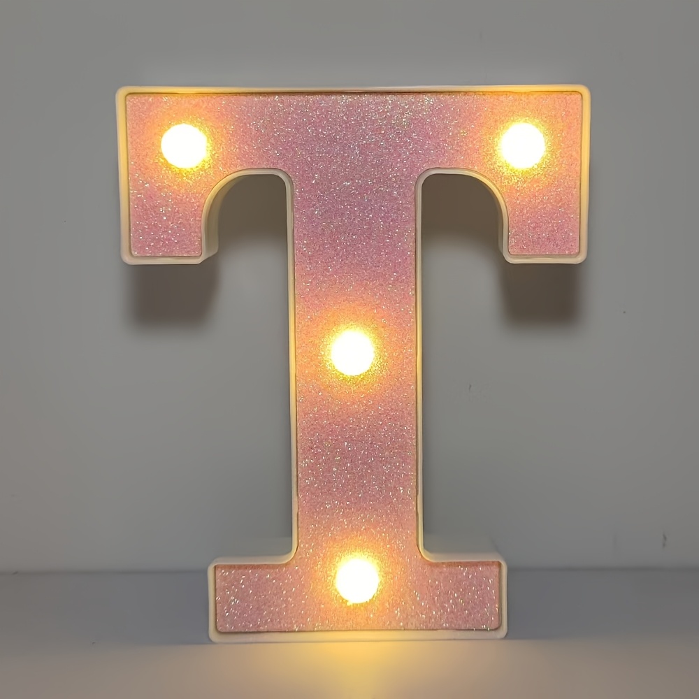 TEMU 1pc Pink Glowing Led Decorative Light With Glitter, And 10 Numbers, Suitable For Decorating Bedrooms, Birthday Parties, Weddings, Christmas;